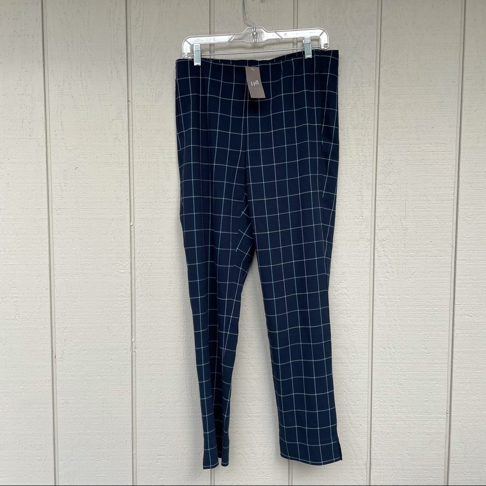 J Jill Navy Blue Plaid Cotton Dress Pants Slacks